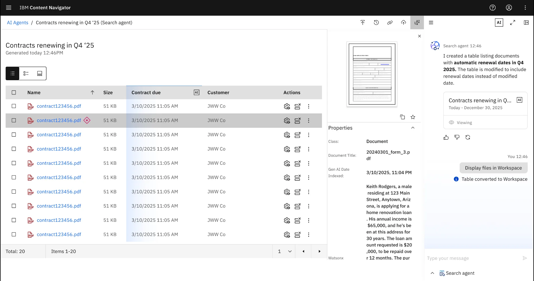 Source document opened beside an extracted result for verification