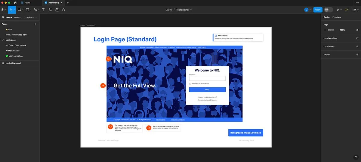 NielsenIQ login and entry screen