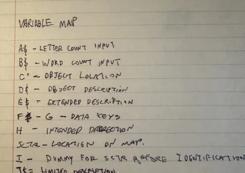 The page headed VARIABLE MAP, listing each variable and what it holds