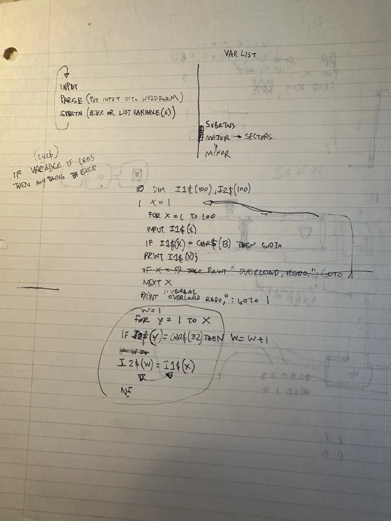 Input, parse, subroutine