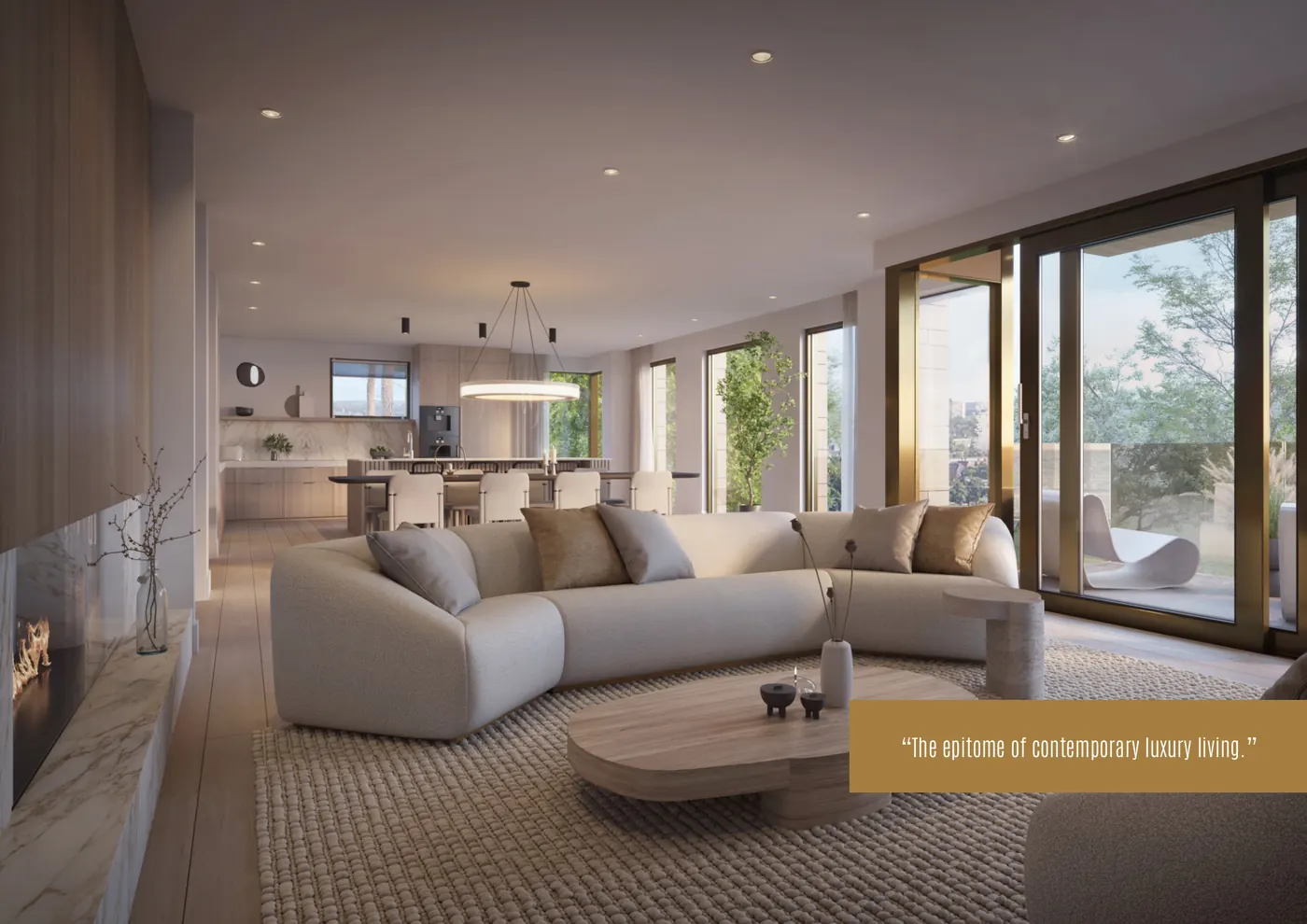 Living room interiors with ravine views